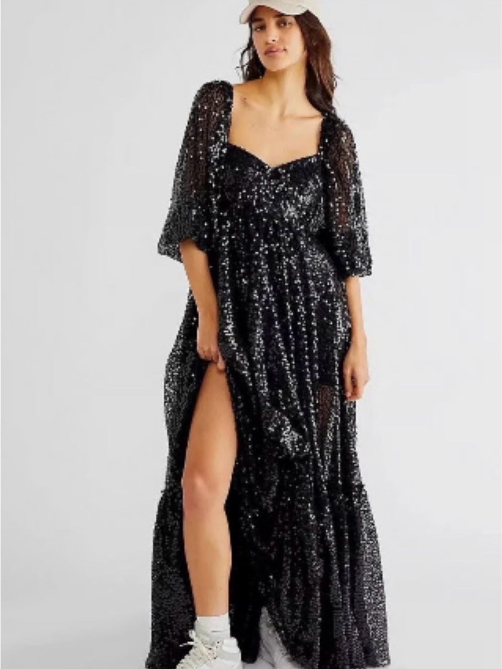 Selkie Black Sequin Midi Dress - Picture 4 of 4